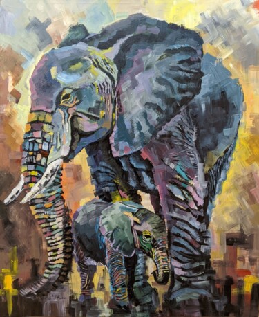 MOTHERS WILL ALWAYS BE MOTHERS 2 「MOTHERS WILL ALWAYS…」というタイトルの絵画 Noah Bugingoによって, オリジナルのアートワーク, アクリル ウッドストレッチャーフレームにマウント
