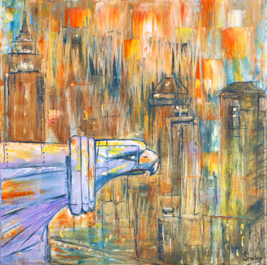 Chrysler Building Eagle Peinture intitulée "Chrysler Building E…" par Natalia Shchipakina, Œuvre d'art originale, Huile Monté sur Châssis en bois