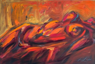 Painting titled "Venus" by Roberta Heslop, Original Artwork, Oil Mounted on Wood Stretcher frame