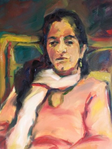 Peinture intitulée "La dame des îles" par Karine Lemoine, Œuvre d'art originale