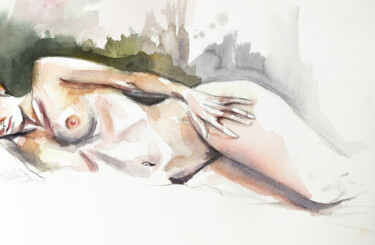 Ζωγραφική με τίτλο "Jess No. 13" από Elizabeth Becker, Αυθεντικά έργα τέχνης, Ακουαρέλα