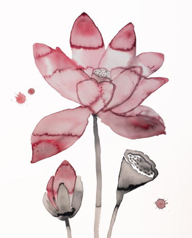 Lotus No. 2 绘画 标题为“Lotus No. 2” 由Elizabeth Becker, 原创艺术品, 水彩