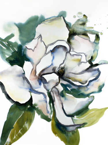 Magnolia No. 27 Schilderij getiteld "Magnolia No. 27" door Elizabeth Becker, Origineel Kunstwerk, Aquarel