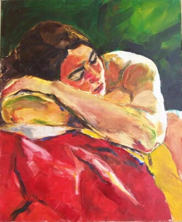 Peinture intitulée "La sieste" par Karine Lemoine, Œuvre d'art originale