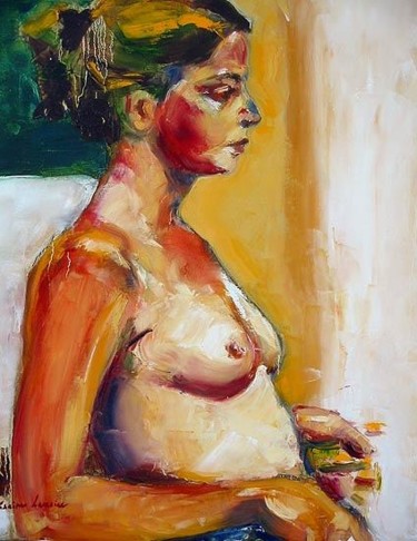 Peinture intitulée "Nu debout" par Karine Lemoine, Œuvre d'art originale, Huile