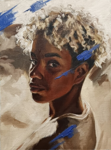 Oil portrait in beige 0723-001 绘画 标题为“Oil portrait in bei…” 由Artmoods Tp, 原创艺术品, 油