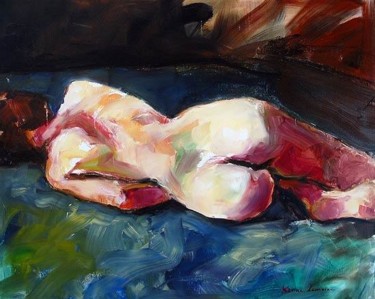 Peinture intitulée "Nu allongé" par Karine Lemoine, Œuvre d'art originale, Huile