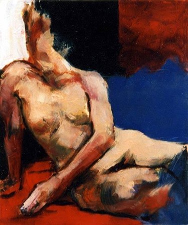 Peinture intitulée "Nu assis" par Karine Lemoine, Œuvre d'art originale, Huile