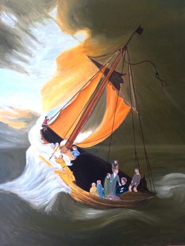 Painting titled "Jesús el el lago Ti…" by Roser Solà, Original Artwork, Oil