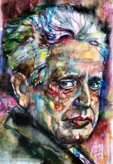Painting titled "ERNST CASSIRER" by Lautir, Original Artwork, Watercolor