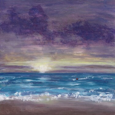 Painting titled "Memory of the sea 2" by Marina Okulova, Original Artwork, Acrylic Mounted on Cardboard