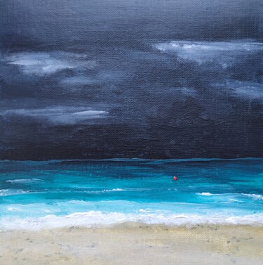 Painting titled "Memory of the sea 3" by Marina Okulova, Original Artwork, Acrylic Mounted on Cardboard