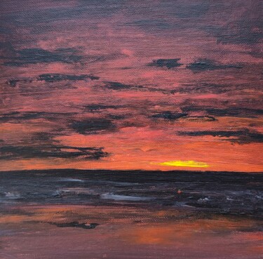 Painting titled "Memory of the sea 4" by Marina Okulova, Original Artwork, Acrylic Mounted on Cardboard