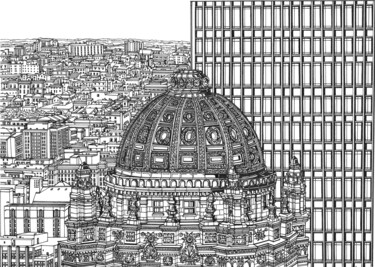 Dessin intitulée "Chicago's Jewelers…" par Lera Ryazanceva, Œuvre d'art originale, Encre
