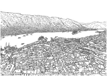 Tekening getiteld "Kotor" door Lera Ryazanceva, Origineel Kunstwerk, Inkt