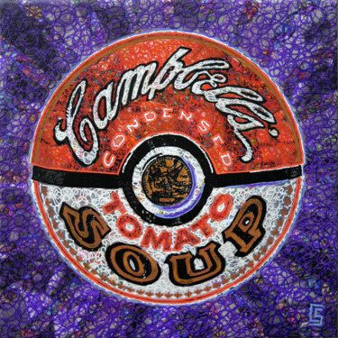 绘画 标题为“Purple Campbell's B…” 由Camille Sohier, 原创艺术品, 数字拼贴 安装在木质担架架上