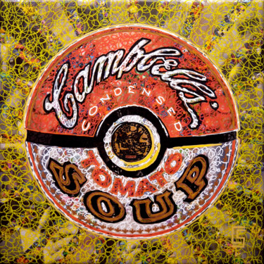 绘画 标题为“Yellow Campbell's B…” 由Camille Sohier, 原创艺术品, 数字拼贴 安装在木质担架架上