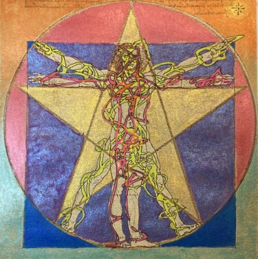 SinUs bleu et rouge de Léonard, Vitruve et quelques autres 绘画 标题为“SinUs bleu et rouge…” 由Marcelle Delacité, 原创艺术品, 丙烯
