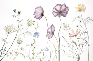Meadow Study No. 10 Pittura intitolato "Meadow Study No. 10" da Elizabeth Becker, Opera d'arte originale, Acquarello