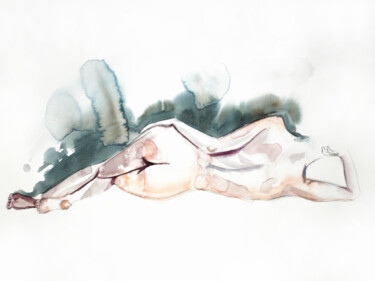 绘画 标题为“Nude No. 8” 由Elizabeth Becker, 原创艺术品, 水彩