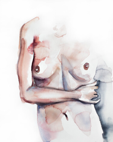 Nude No. 14 Ζωγραφική με τίτλο "Nude No. 14" από Elizabeth Becker, Αυθεντικά έργα τέχνης, Ακουαρέλα