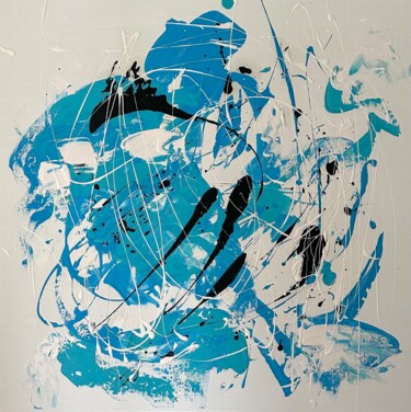 Abstract painting - Vishuddha ( humain chakras collection) Peinture intitulée "Abstract painting -…" par Yuliya Nemchenko, Œuvre d'art originale, Acrylique Monté sur Châssis en bois