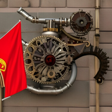 数字艺术 标题为“Flag and machine” 由Isra, 原创艺术品, AI生成的图像