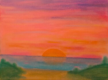 绘画 标题为“Just a Sunset” 由Troy Wilson-Ripsom, 原创艺术品, 粉彩 安装在木质担架架上