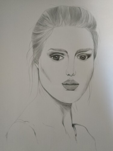 Dessin intitulée "Femme à Sa Fenêtre" par Vincent Cheikh, Œuvre d'art originale, Crayon