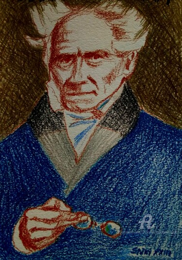 绘画 标题为“Philosophe A. Schop…” 由Slobodan Spasojevic (Spaki), 原创艺术品, 粉彩