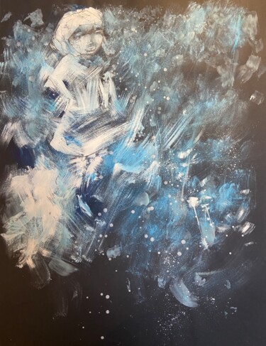 Peinture intitulée "Fille dans la neige" par Lorenz, Œuvre d'art originale, Acrylique