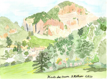 Hauts de Saôu Drôme 7-7-23 Painting titled "Hauts de Saôu Drôme…" by Bernard Pothier, Original Artwork, Watercolor
