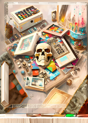 数字艺术 标题为“Skull And Colors” 由Isra, 原创艺术品, AI生成的图像