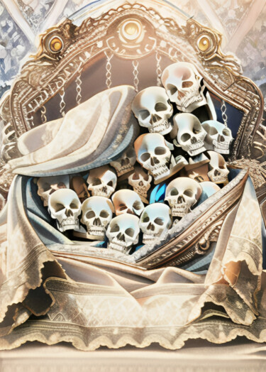 数字艺术 标题为“Skulls On Throne” 由Isra, 原创艺术品, AI生成的图像