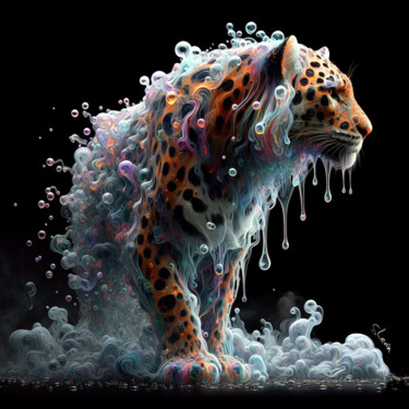 数字艺术 标题为“leopard is emerging…” 由Si Levin, 原创艺术品, AI生成的图像 安装在artwork_cat.上