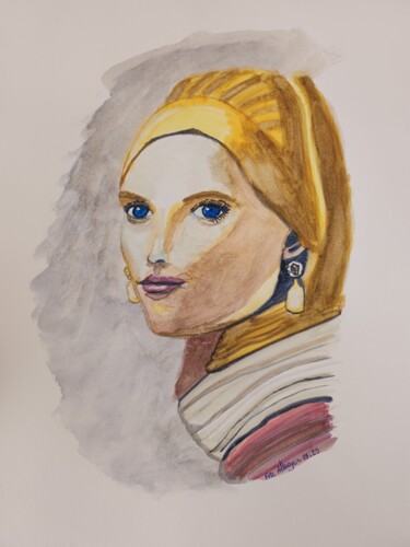 Peinture intitulée "Femme au foulard" par Eric Altmeyer, Œuvre d'art originale, Aquarelle