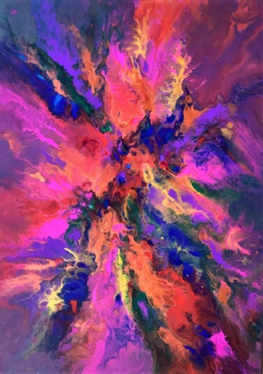 Painting titled "Abstr2" by Aphrodite Zampetake, Original Artwork, Acrylic Mounted on Wood Stretcher frame