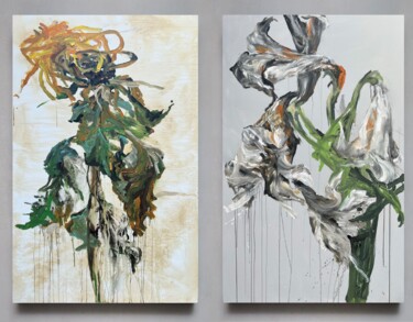 Flower diptych 14 Pittura intitolato "Flower diptych 14" da Rosi Roys, Opera d'arte originale, Acrilico
