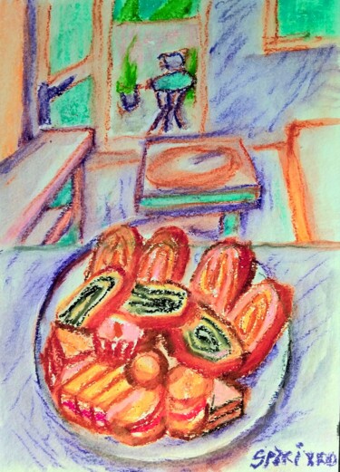 Rien comme gateau de votre grand-mere Painting titled "Rien comme gateau d…" by Slobodan Spasojevic (Spaki), Original Artwork, Pastel