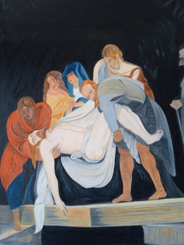 Painting titled "El entierro de Jesús" by Roser Solà, Original Artwork, Oil