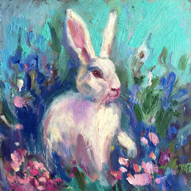 绘画 标题为“Rabbit Painting flo…” 由Valerie Serova, 原创艺术品, 油