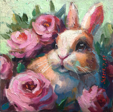 绘画 标题为“Rabbit Painting Whi…” 由Valerie Serova, 原创艺术品, 油