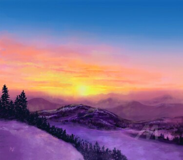 数字艺术 标题为“Mountain View Giclee” 由Marine K. Colibri, 原创艺术品, 数字油画