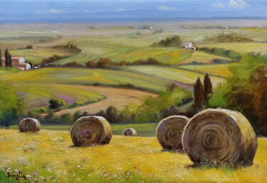 제목이 "Straw in the sun -…"인 미술작품 Andrea Borella로, 원작, 기름 나무 들것 프레임에 장착됨