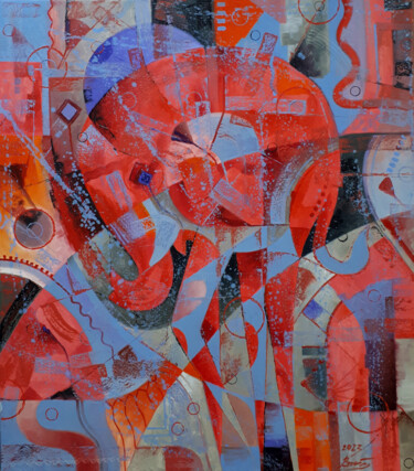 Peinture intitulée "Pink Elephant" par Serhii Voichenko, Œuvre d'art originale, Huile