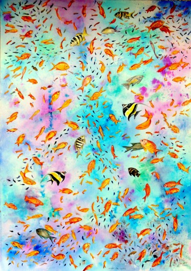 Painting titled "Caught in the Vortex" by Elizabeth Sadler, Original Artwork, Watercolor