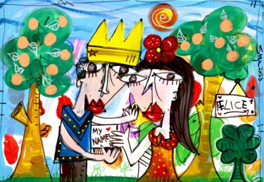 Painting titled "Il Giardino delle A…" by Alessandro Siviglia, Original Artwork, Acrylic Mounted on Wood Stretcher frame