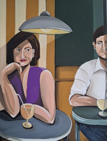 Peinture intitulée "Une rencontre???" par Christine Teisserenc, Œuvre d'art originale, Acrylique