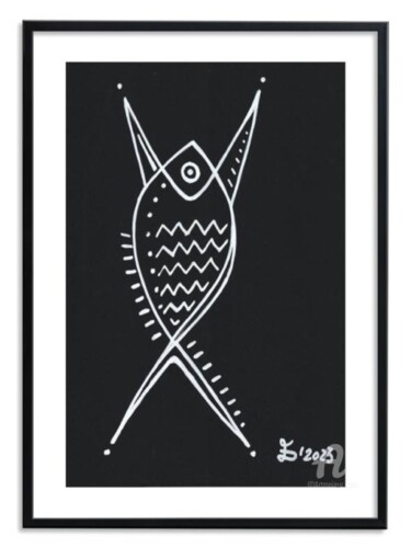 图画 标题为“The Fish - The Man” 由Ewa Dura, 原创艺术品, 标记