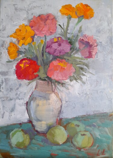 Pittura intitolato "Old vase" da Liudmyla Lelechenko, Opera d'arte originale, Olio